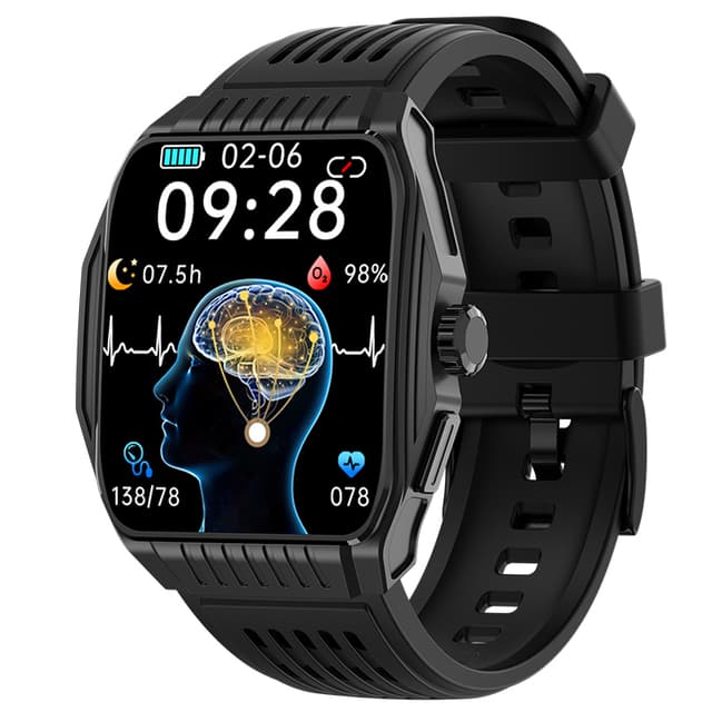 Smartwatch med søvnhjælp, EKG, Bluetooth-opkald Sort