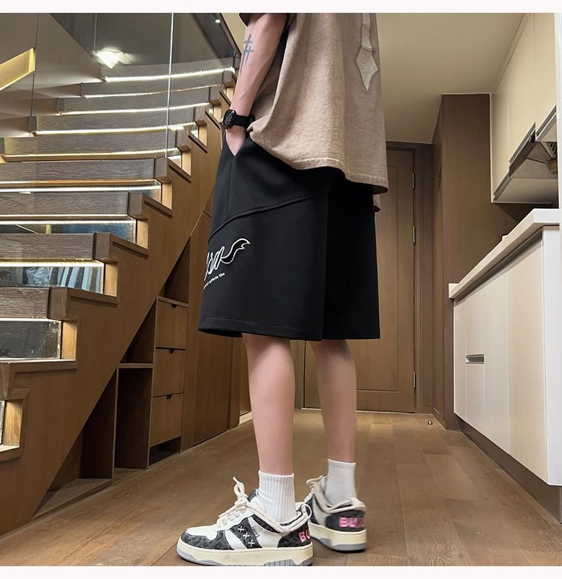 FOEV - Shorts met trekkoord en letters