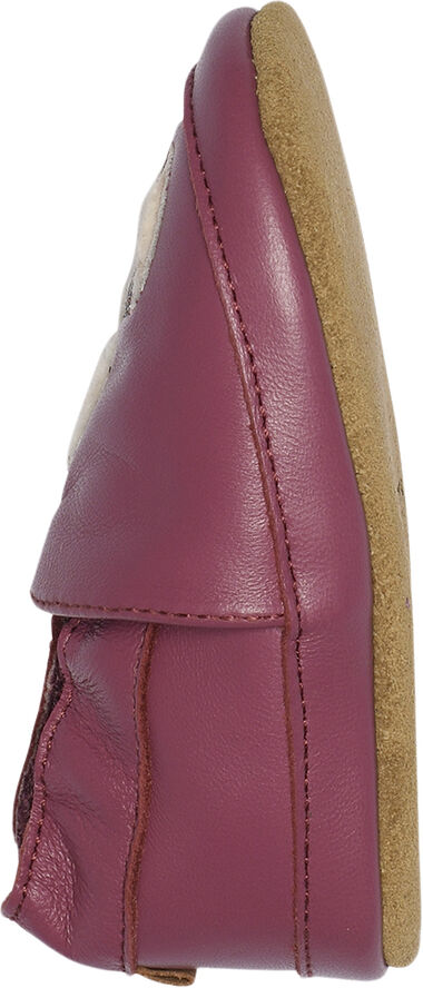 Melton Llama leather slippers Red violet