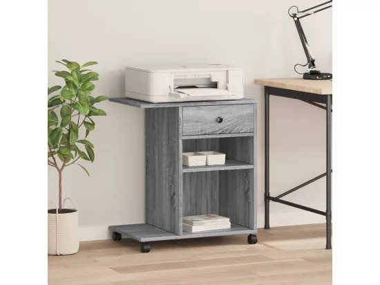 Support d'imprimante avec roulettes sonoma gris 60x40x68,5 cm