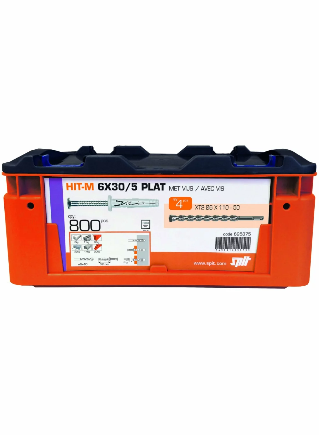 Spit 695875 Hit-M Slagplug incl. 4 boren in koffer - 6x30mm (800st)
