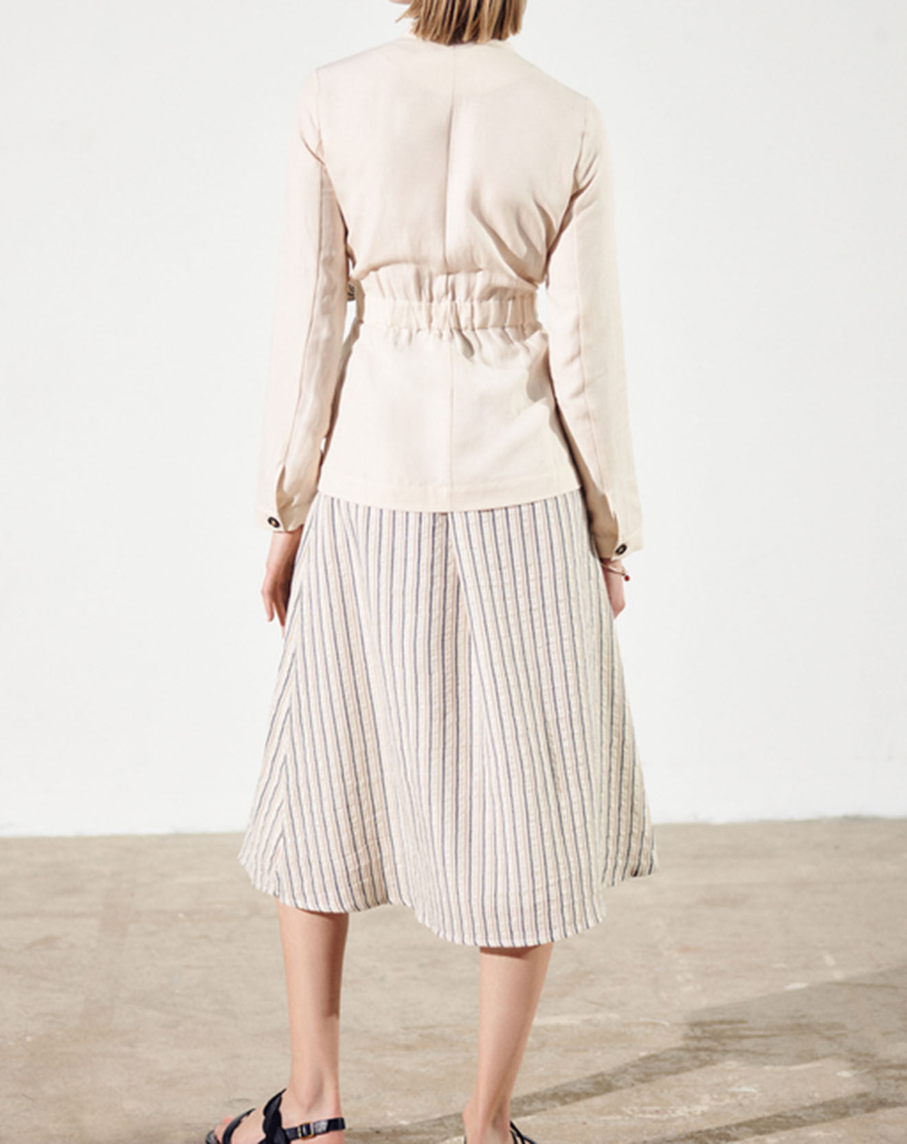 Caroll Jupe Beth à rayures beige