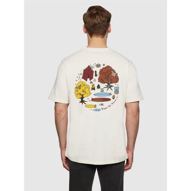 KnowledgeCotton Apparel Regular Fit Print T-Shirt Egret