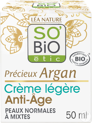 So'Bio Étic Précieux Argan Crème Légère Anti-Âge Jour Peaux Normales À Mixtes 50ml