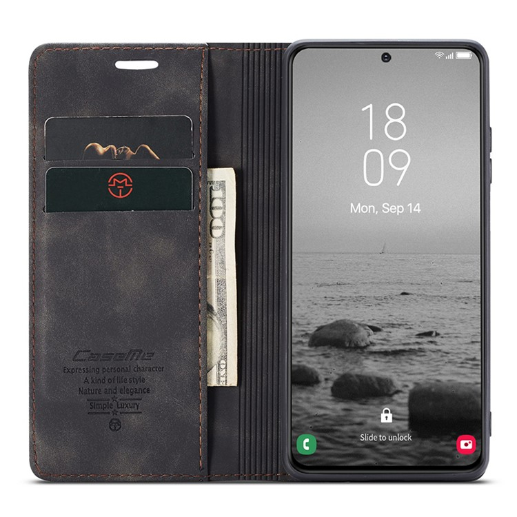 Samsung Galaxy S24 Leder Tasche Flip Wallet Etui mit Kartenfächern - Schwarz