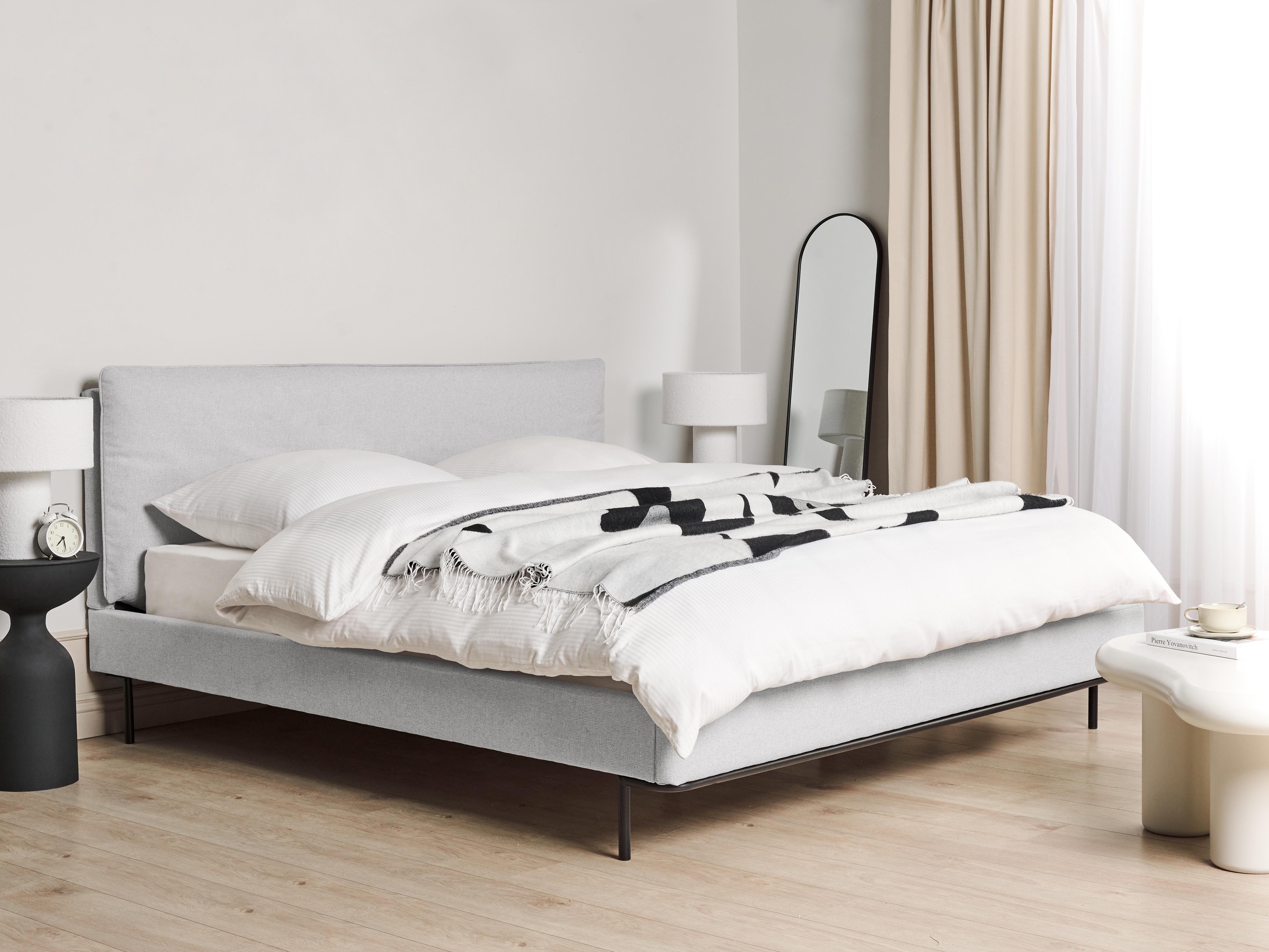 Bed Stof CORIO 180 x 200 cm Lichtgrijs