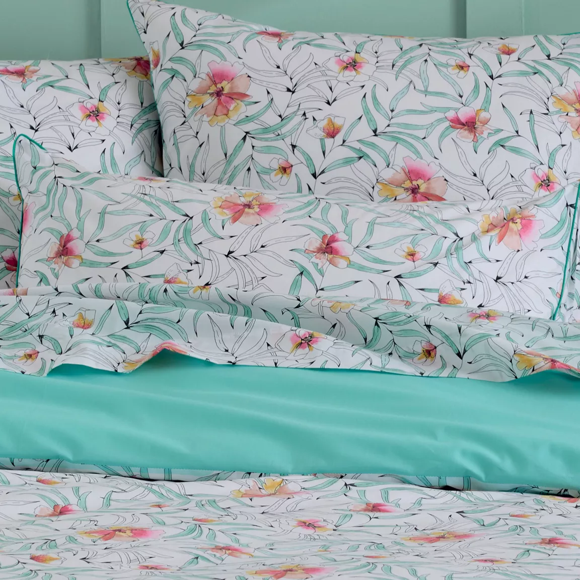 Taie d'oreiller rectangulaire percale de coton (50 x 70 cm) Roxane Multicolore