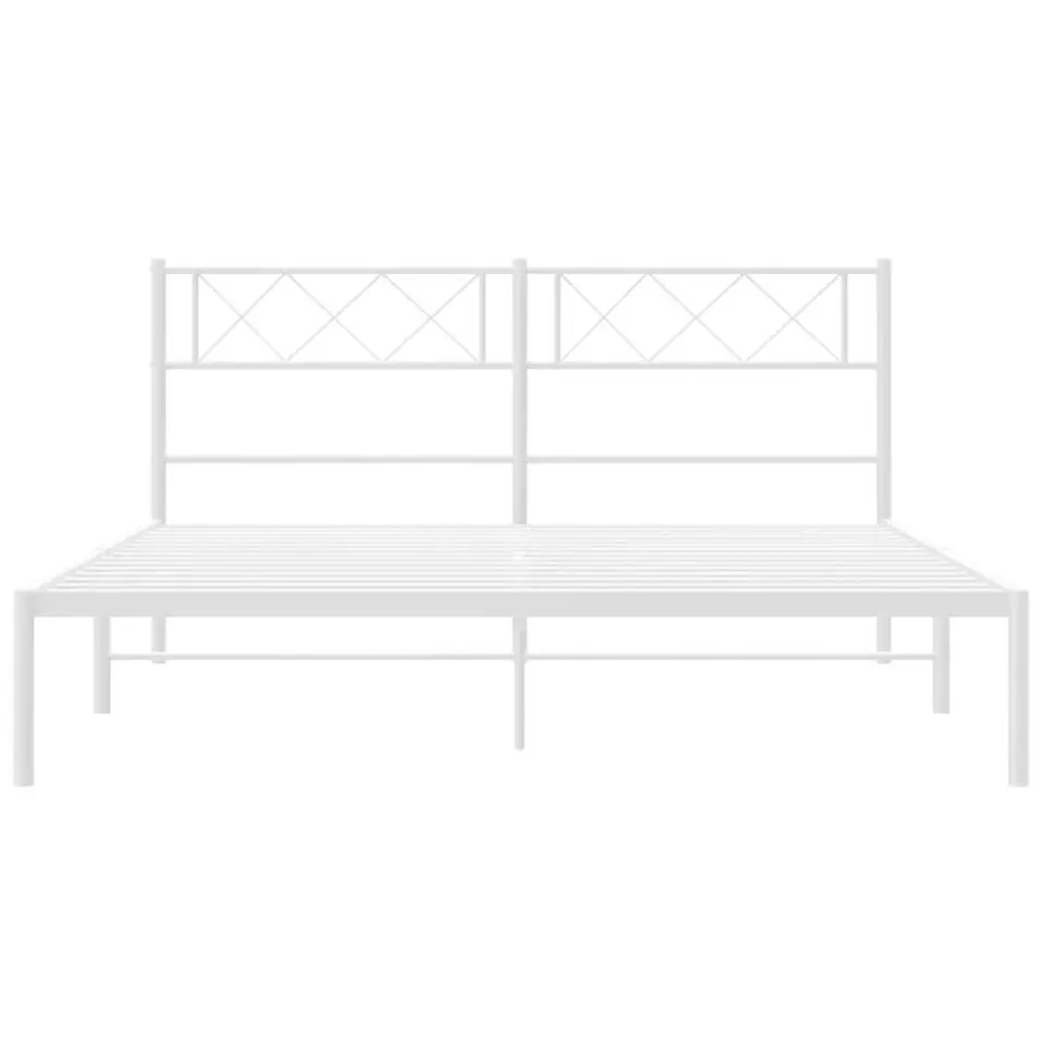 vidaXL - Metalen bed met hoofdbord - Wit - 120x200 cm