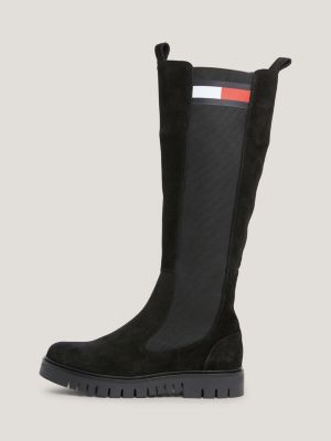Botas longas de camurça com sola grossa
