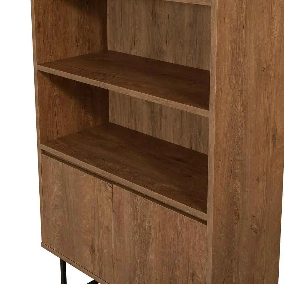 Boekenkast Walnoot Bruin Melamine - 80x36x182cm - Rea