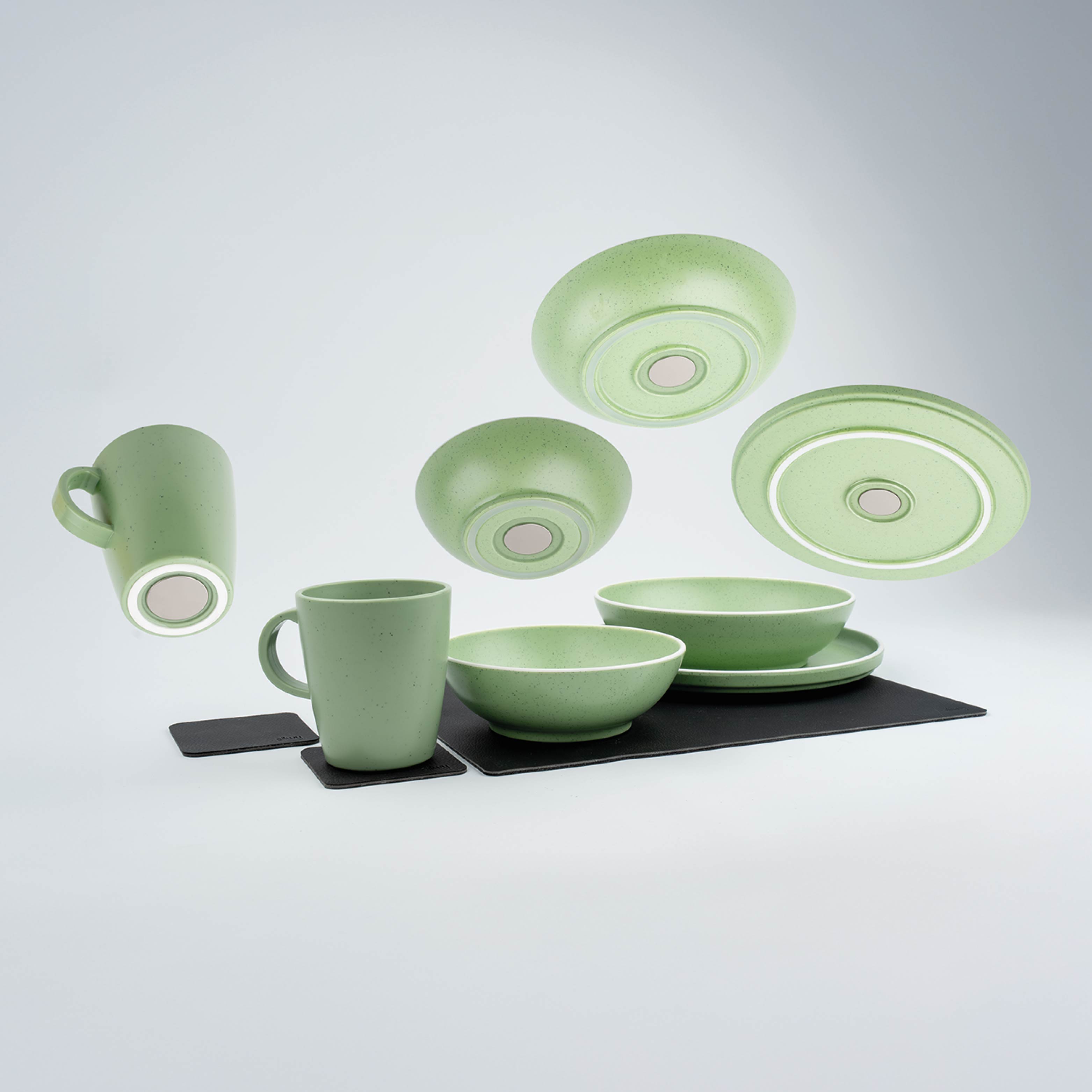 Silwy Dolomit 11-delig magnetisch kunststof serviesset - Green