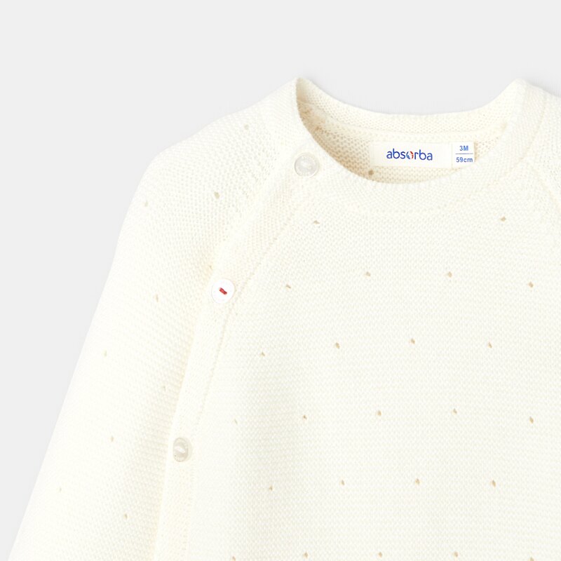 Combinaison bébé en tricot pointelle blanc Absorba Blanc