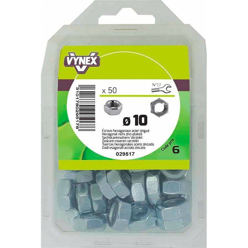 Écrou hexagonal acier zingué