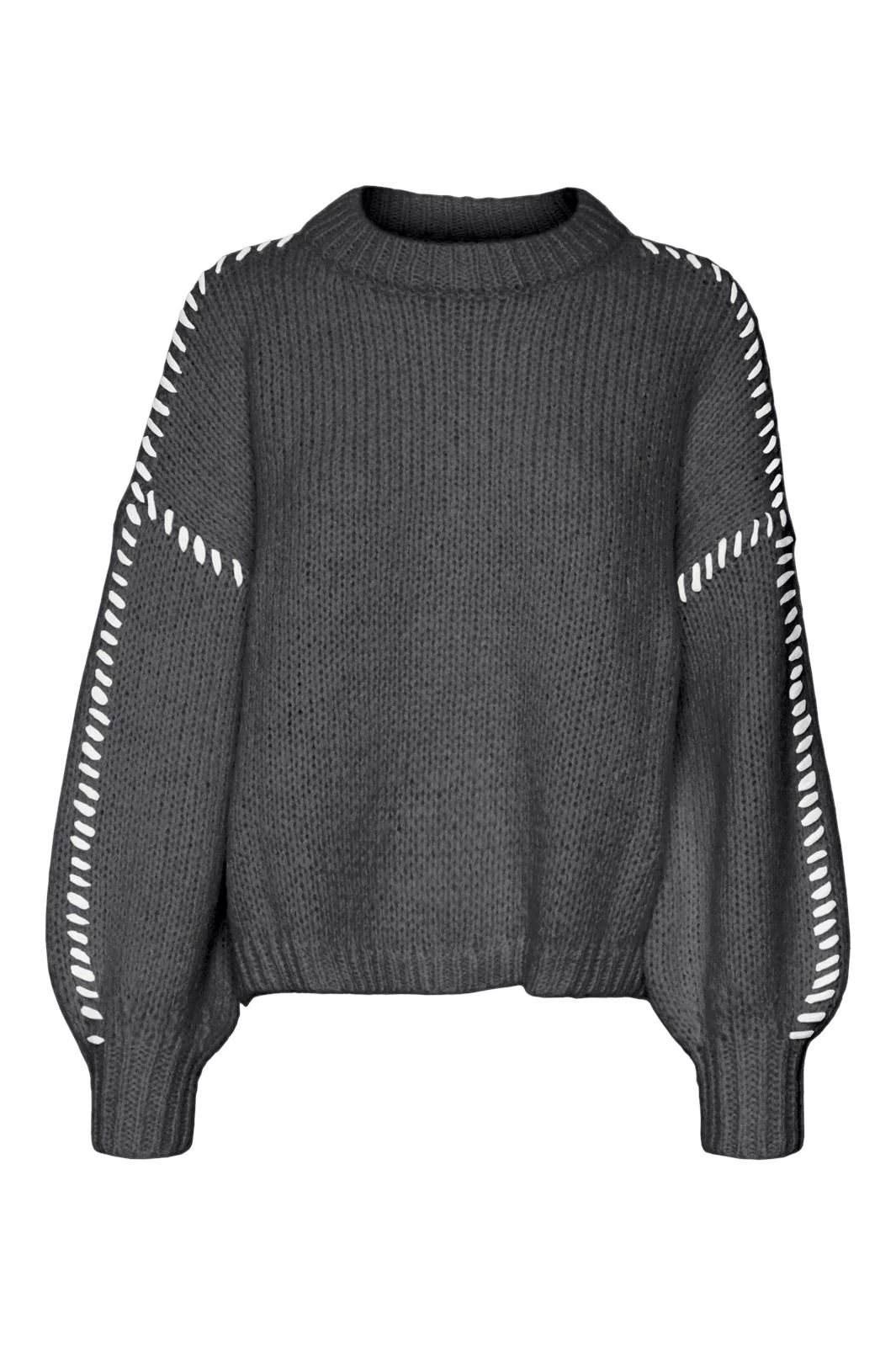 Vero Moda Vmfeng Ls O-Neck Pullover Boo 4598504 asphalt w snow white