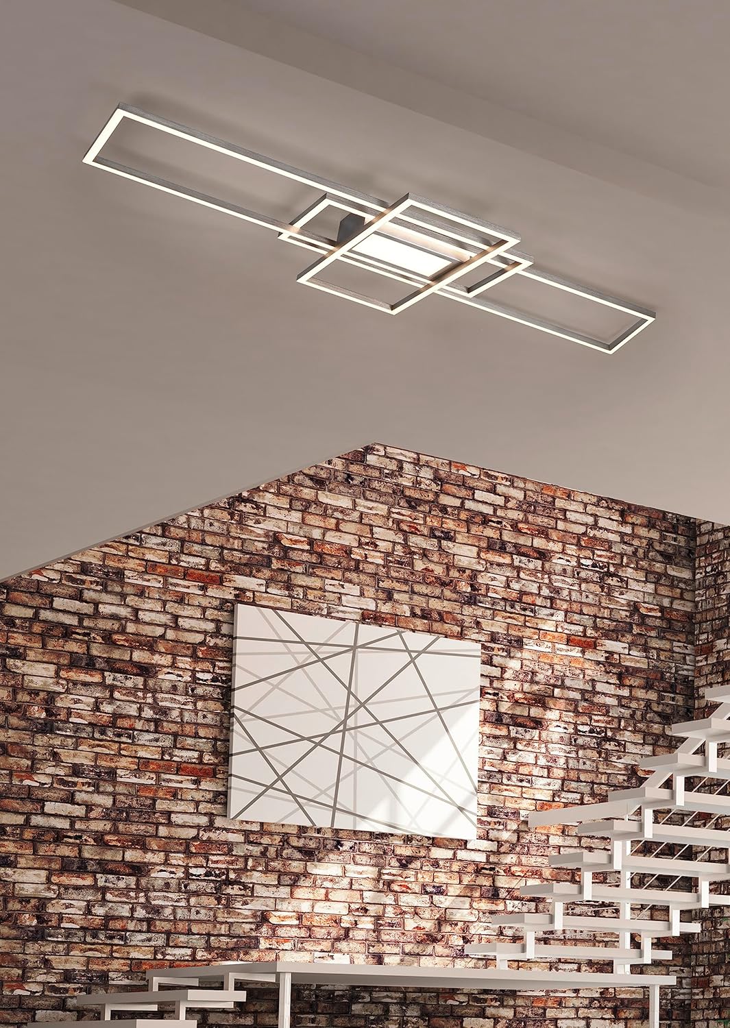 Trio Leuchten LED Deckenleuchte Irvine 620010407, Metall Nickel matt, inkl. 60 Watt LED, Fernbedienung, Dimmer, Nachtlicht