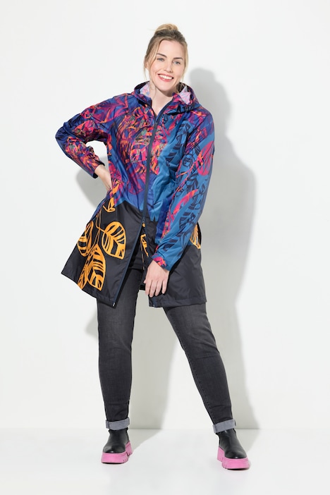 Funktions-Regenmantel, Kapuze, Zipper, verdeckte Taschen