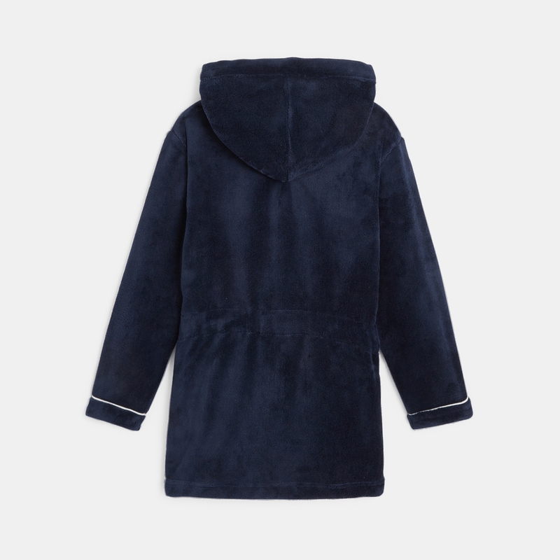 Peignoir à capuche en polaire bleu garçon