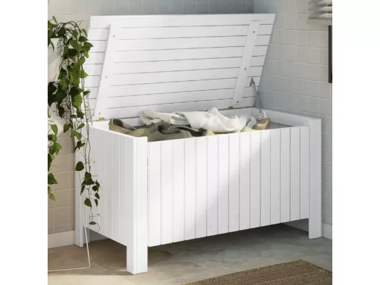 Boîte de rangement avec couvercle RANA blanc bois massif de pin