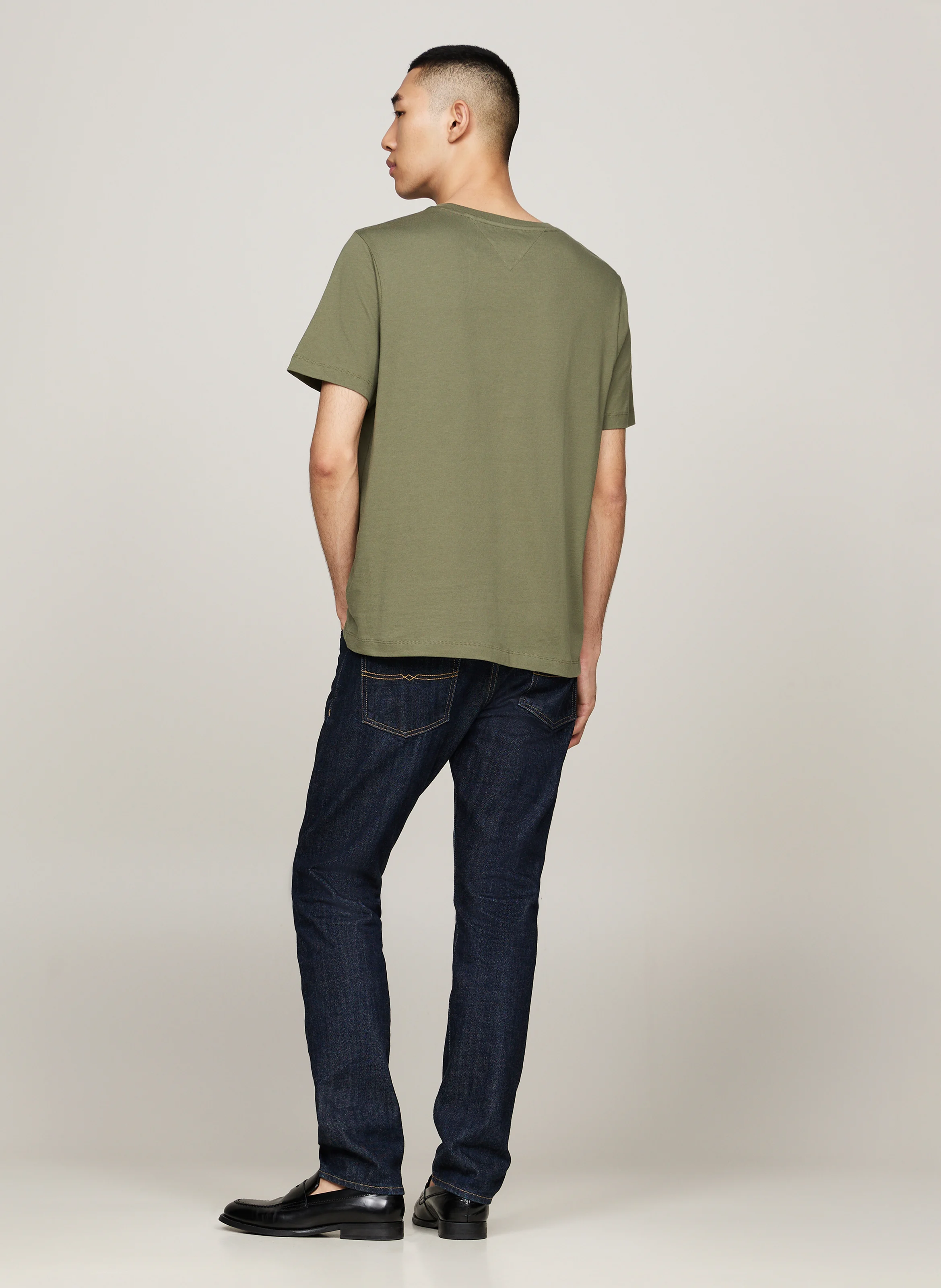 Tee-shirt col rond droit en coton | Vert