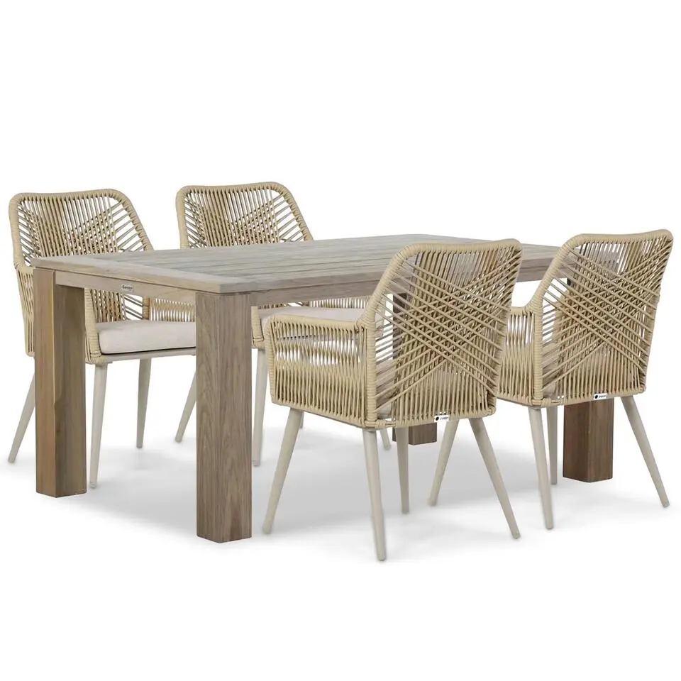 Tuinset 4 personen 165 cm Aluminium/wicker Taupe Coco Vedra/Brighton