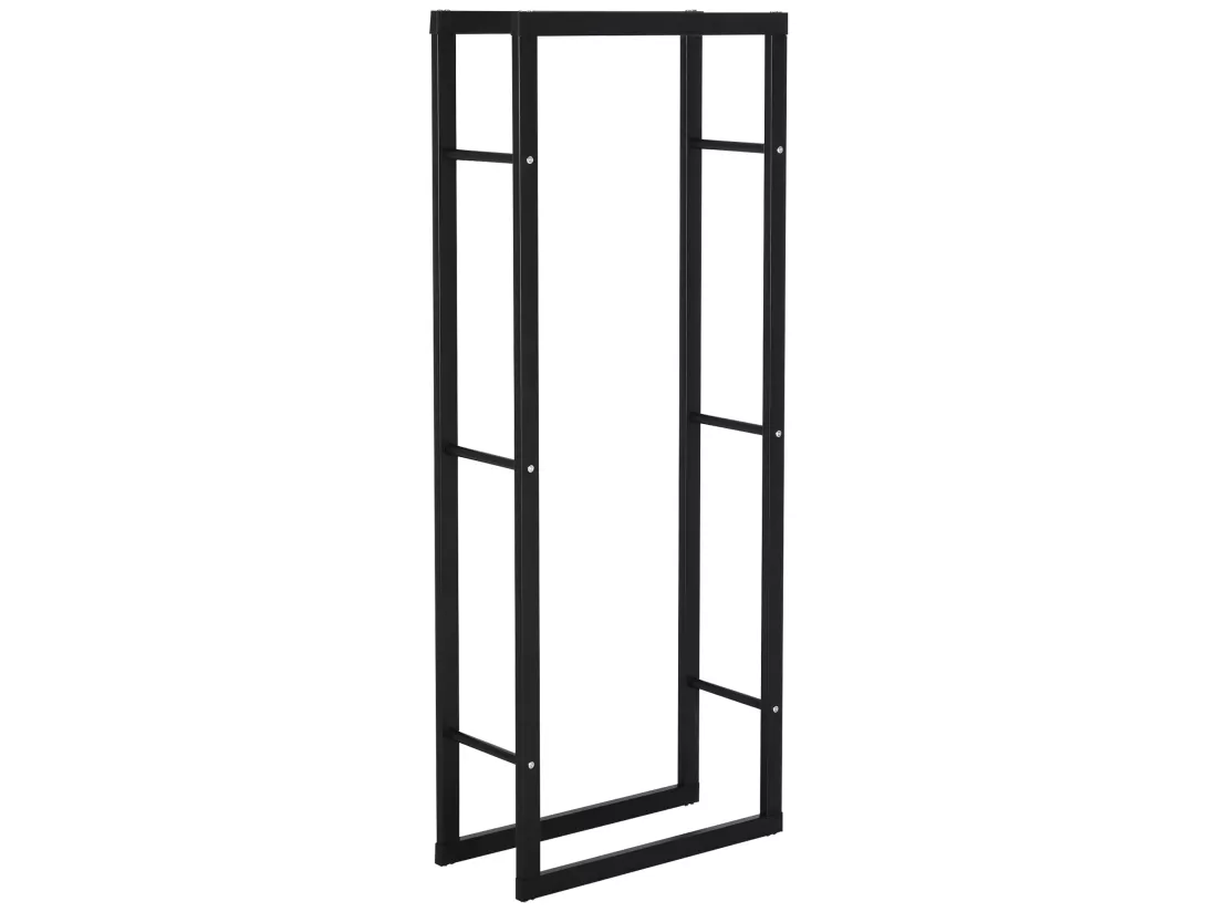 Etagère porte bois de cheminée porte-bûches design contemporain charge max. 100 Kg dim. 60L x 25l x 150H cm métal noir
