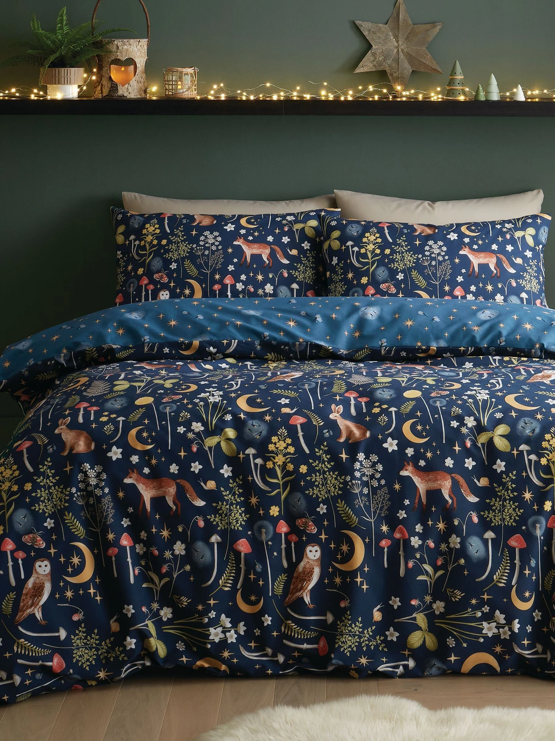 Catherine Lansfield Enchanted Twilight dekbedovertrek met dierenprint en kussensloop