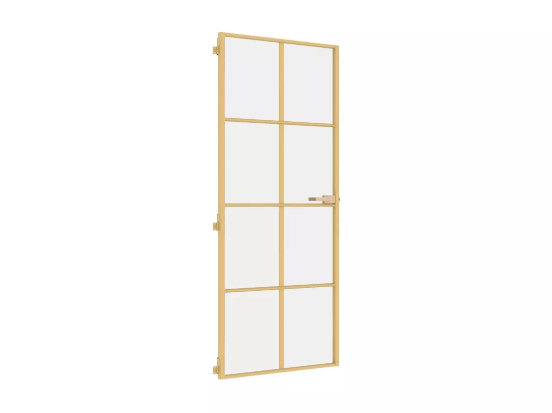 Porte intérieure mince doré 83x201,5 cm verre trempé aluminium