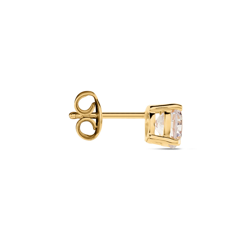 Boucles D'oreilles Puces Adam Plaqué Or Jaune Oxyde De Zirconium