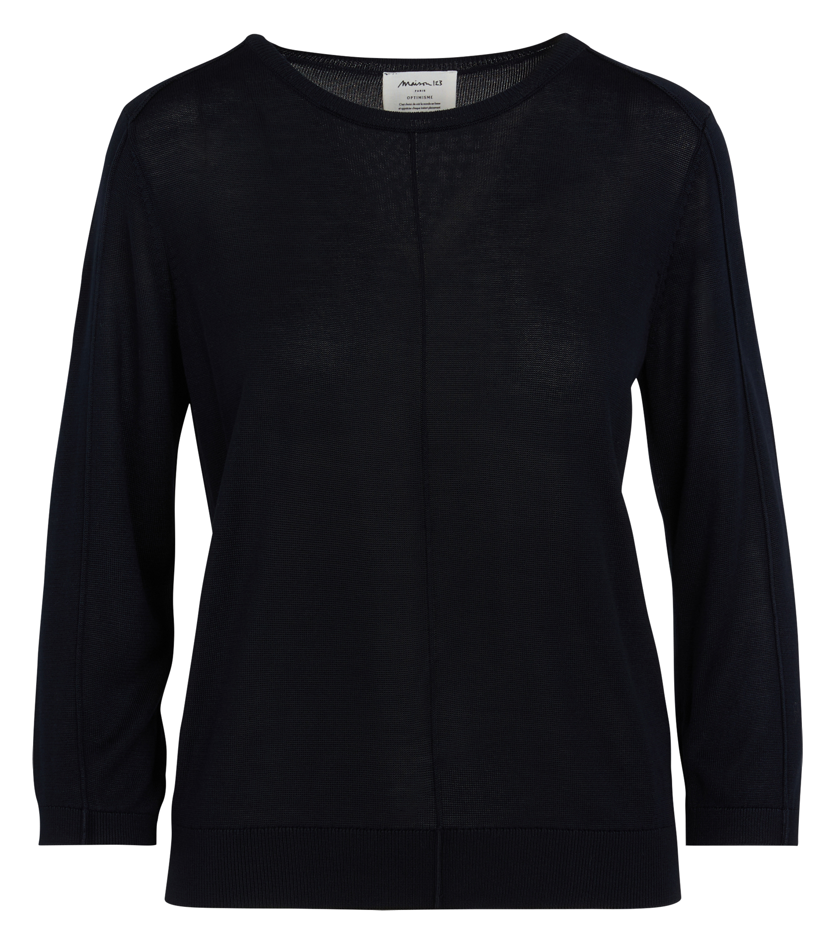 CARLY - Pull droit col rond en maille fine | Violet