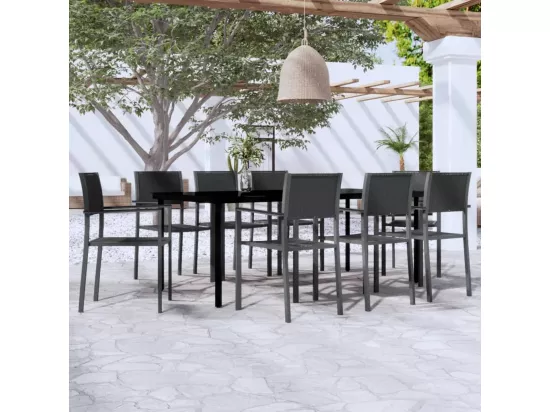 Ensemble à manger de jardin 9 pcs Noir