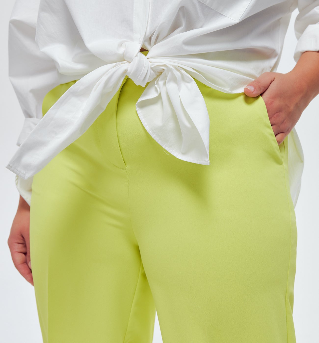 Pantalon large taille haute - Vert anis