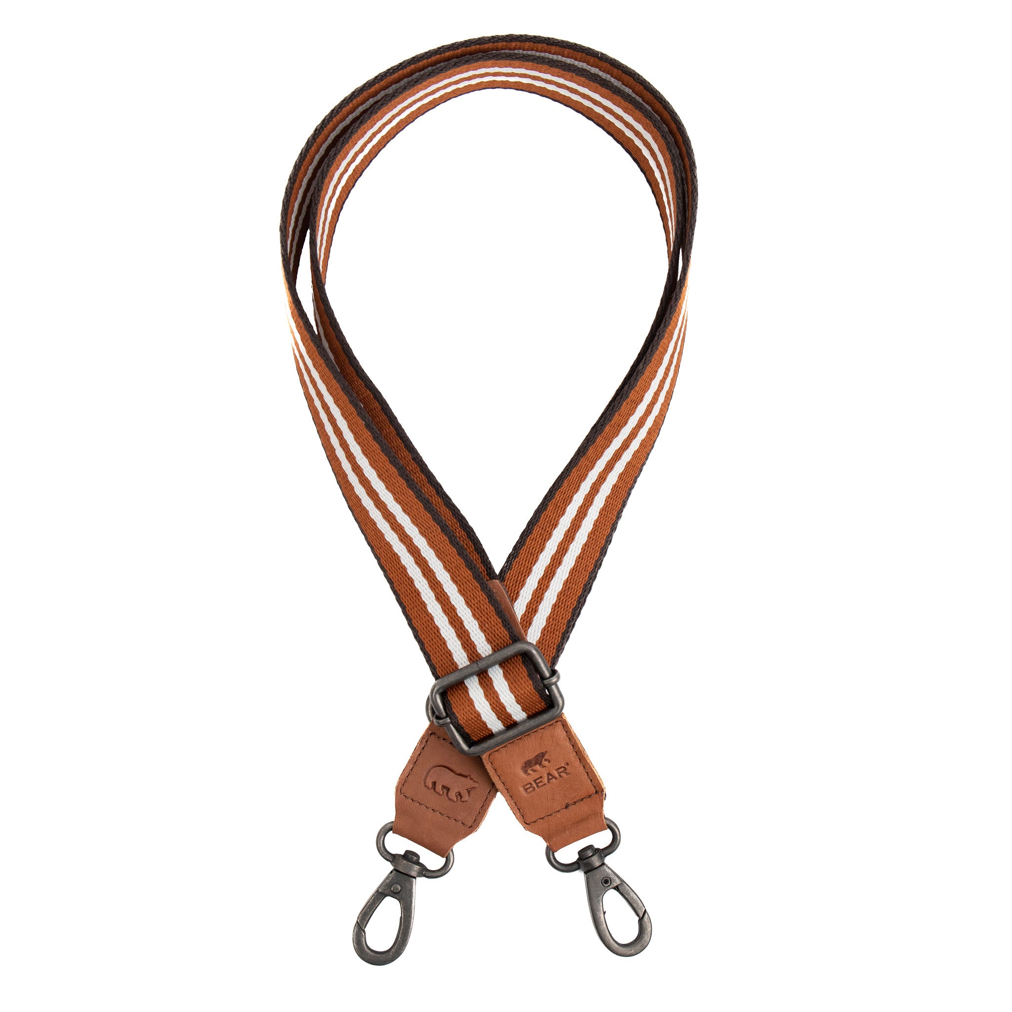 Bag strap 'Puck' zwart/cognac/wit Cognac/wit