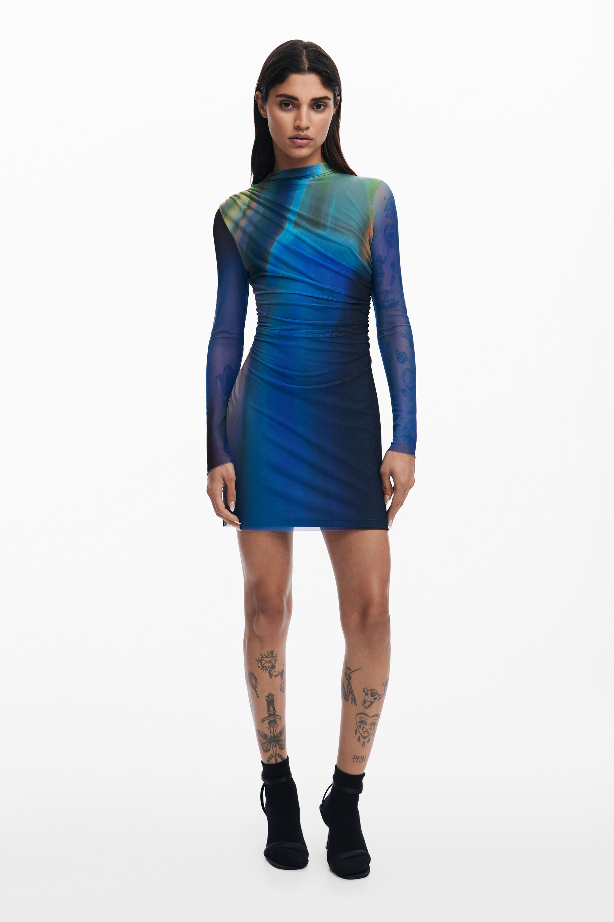 Vestido drapeado tul