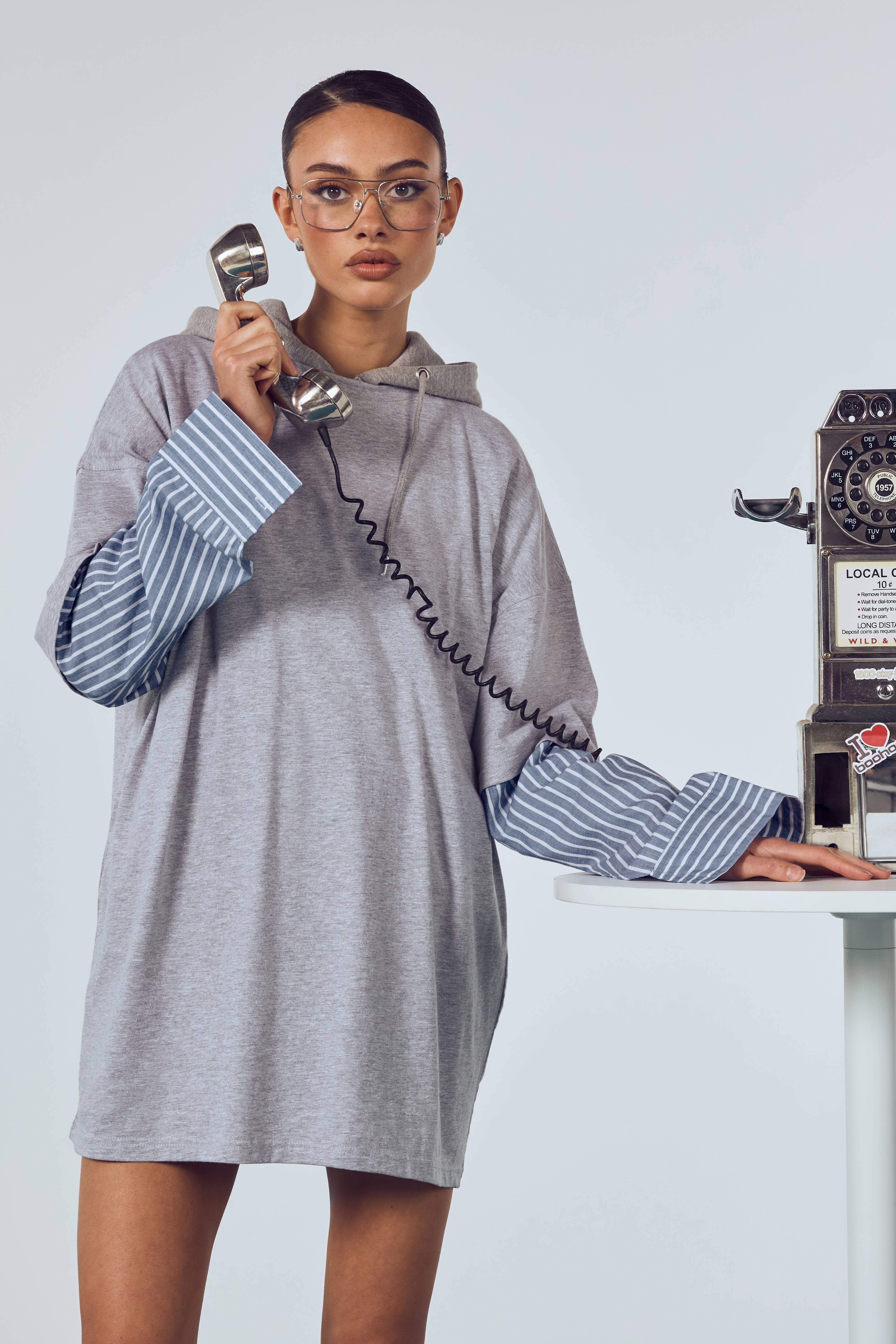 boohoo Robe T-shirt Oversize En Coton À Manches Rayées