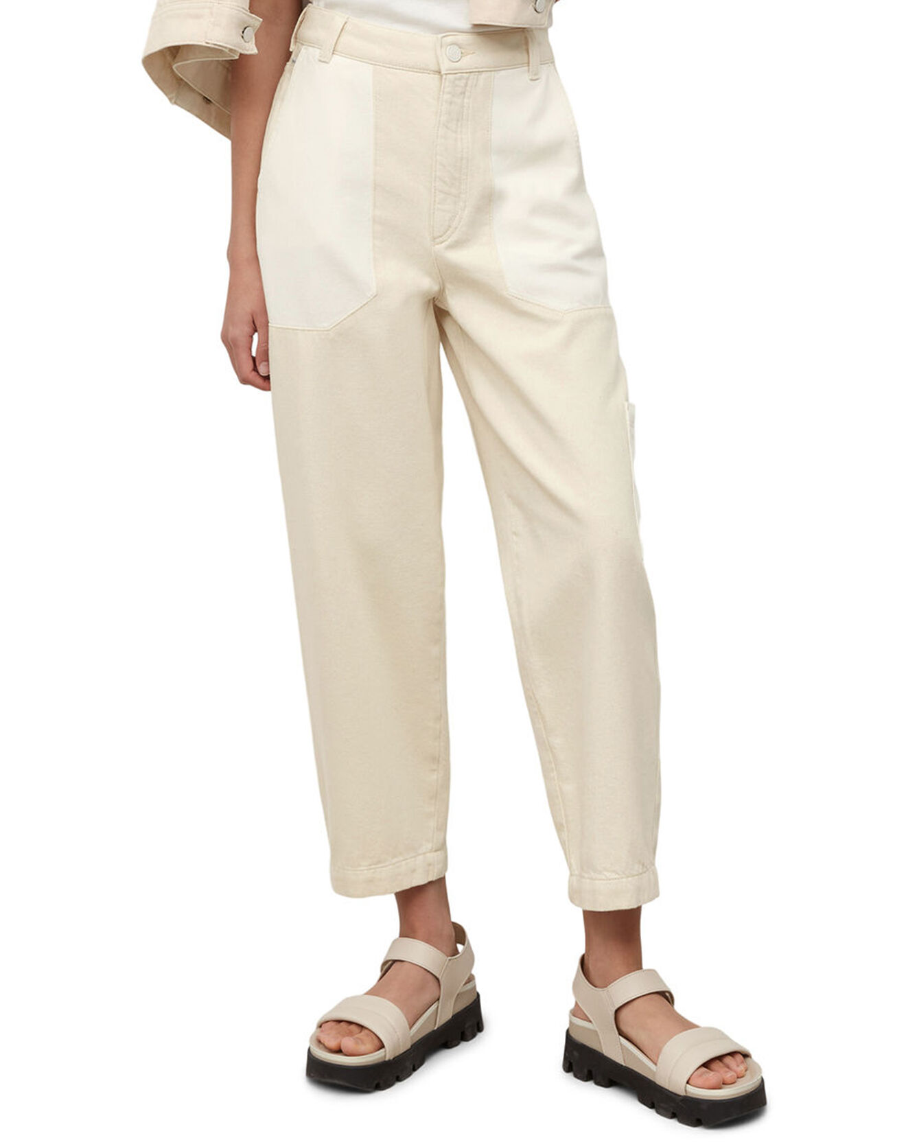 Marc O'Polo Jean Taille haute Oversize Patch blanc