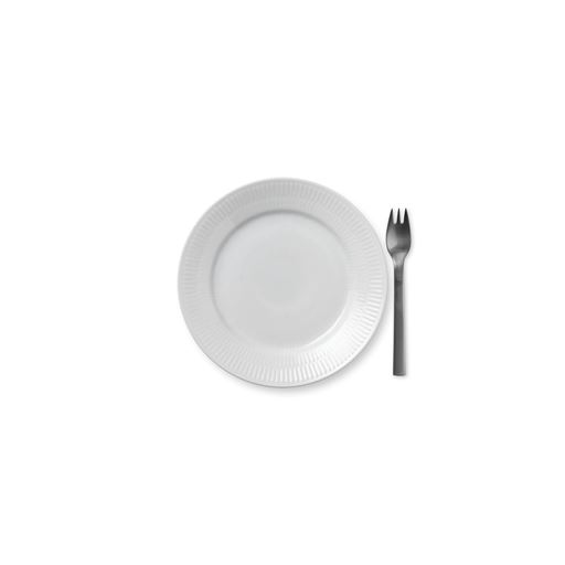 Royal Copenhagen Hvid Riflet Desserttallerken, Hvid, Ø19 cm