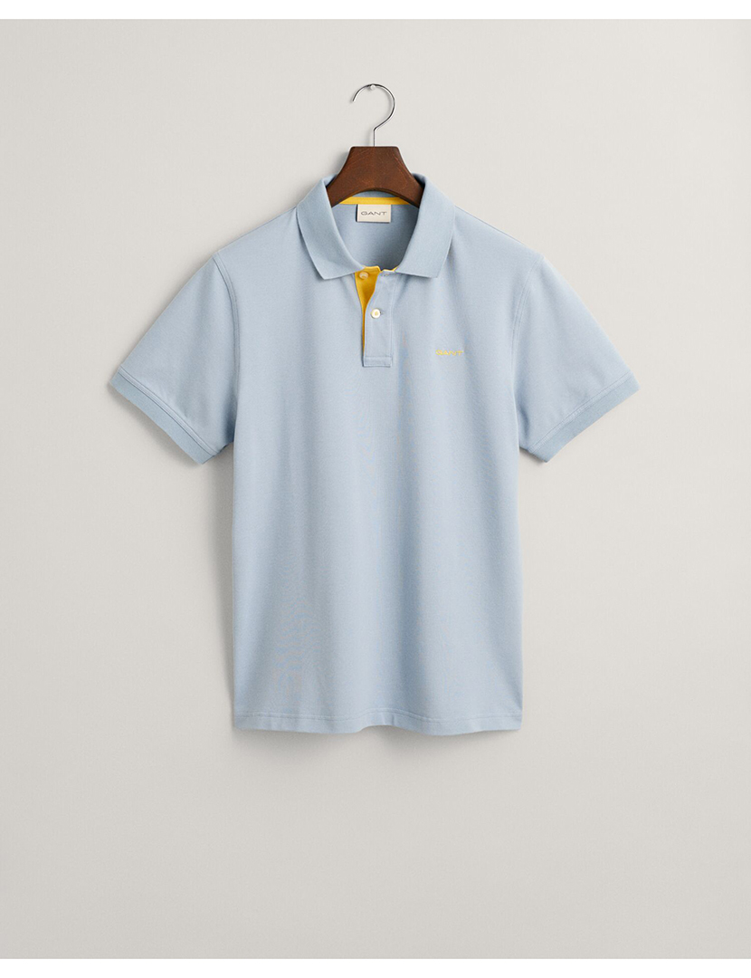 Regular Fit Contrast Piqué Polo Blue