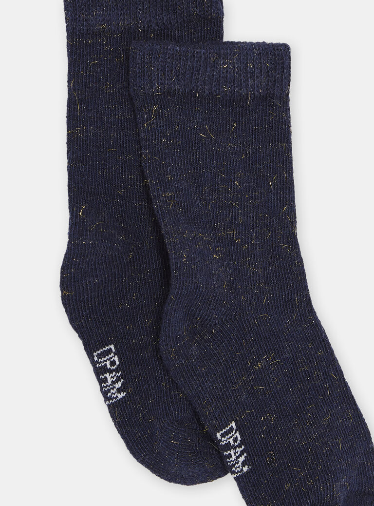 Chaussettes brillantes bleu marine bébé fille