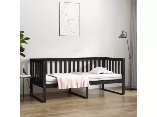 Lit de jour sans matelas noir 90x190 cm bois de pin massif