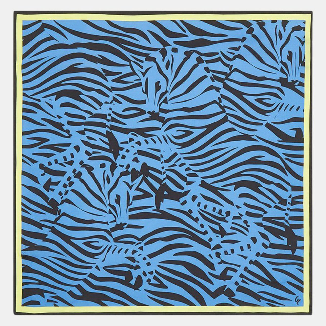 Galeries Lafayette Petit Carré de Soie Zèbre Wonder bleu - 53x53 cm