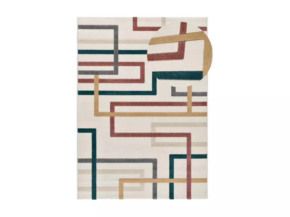 Tapis intérieur - géometrique avec relief - multicolore - 160 x 230 cm - KARISMA