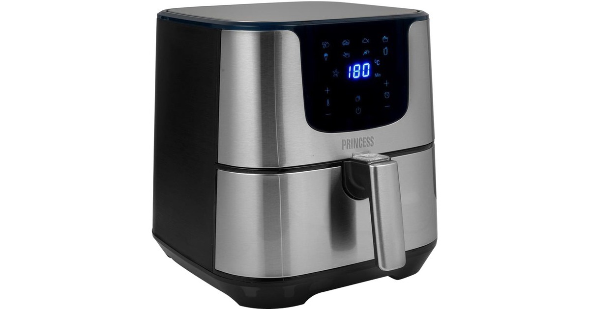 Princess182060 Digital Aerofryer Deluxe XXL heteluchtfriteuse  (Roestvrij staal/zwart, 5,5 liter)