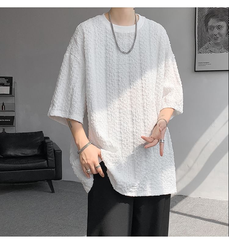 Freehop - Gestreept oversized T-shirt met ronde hals en elleboogmouwen