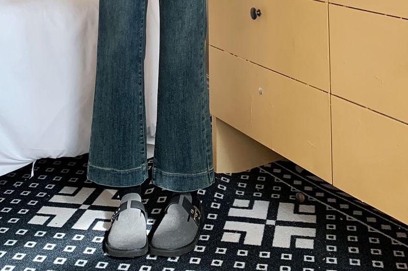 Soswift - High Rise Washed Cropped Flared Jeans