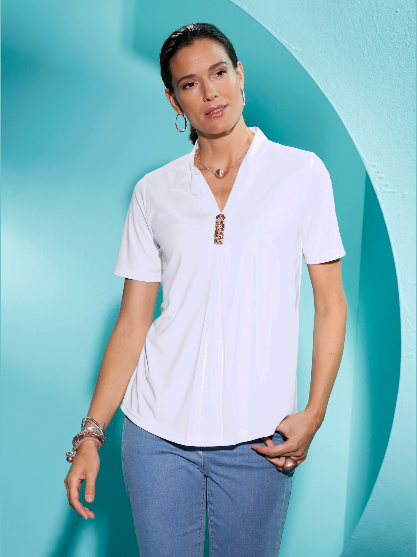 T-shirt plis affinant devant