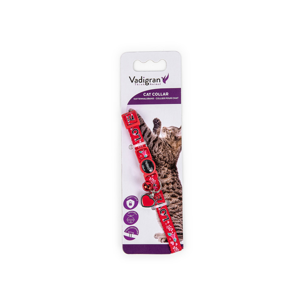 Collier chat love rouge 20-30cm x 10mm