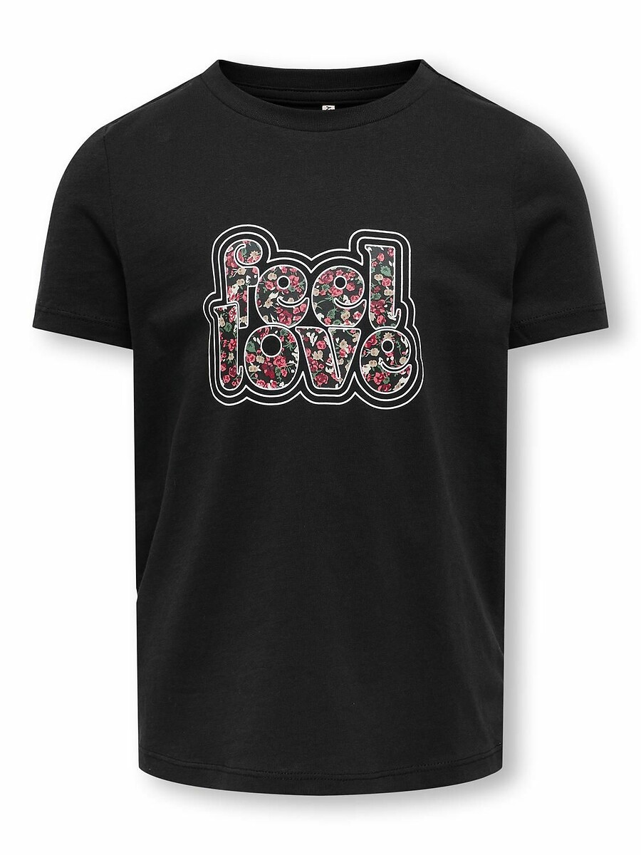 SOMENTE PARA CRIANÇAS<br>Camiseta de manga curta com estampa floral que transmite bem-estar