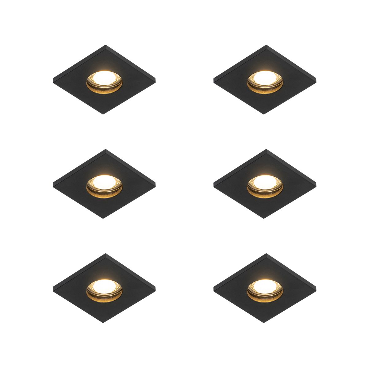 Set van 6 Moderne badkamer inbouwspot zwart - Doku
