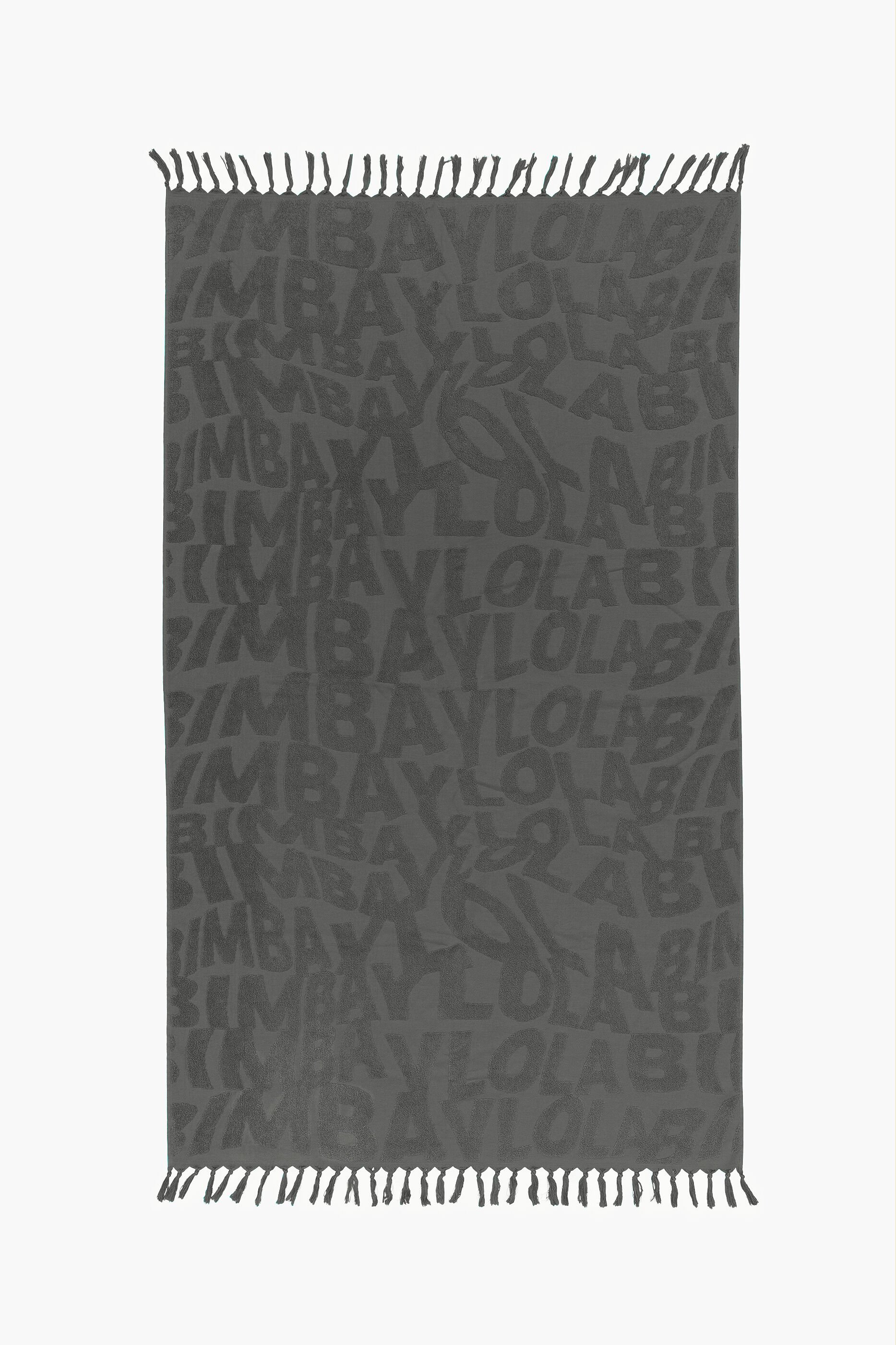 Toalha preta com logo em jacquard