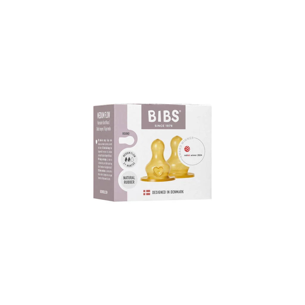 BIBS Flessenspeen - Latex - Medium Flow (2 stuks)